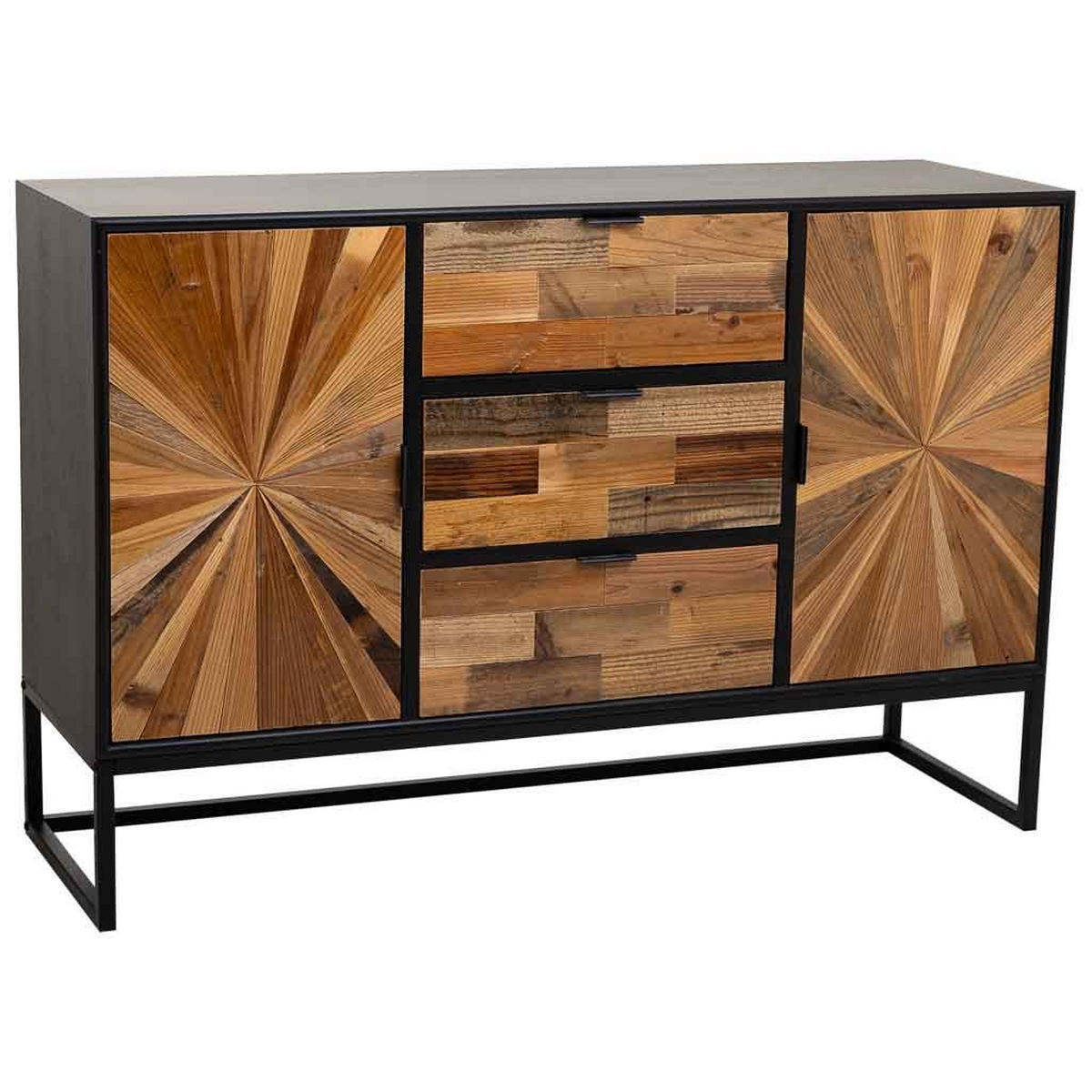 ANRICHTE aus Holz 120x38x78 cm - Schwarz, Metall (38/120/78cm) - Wanderlust