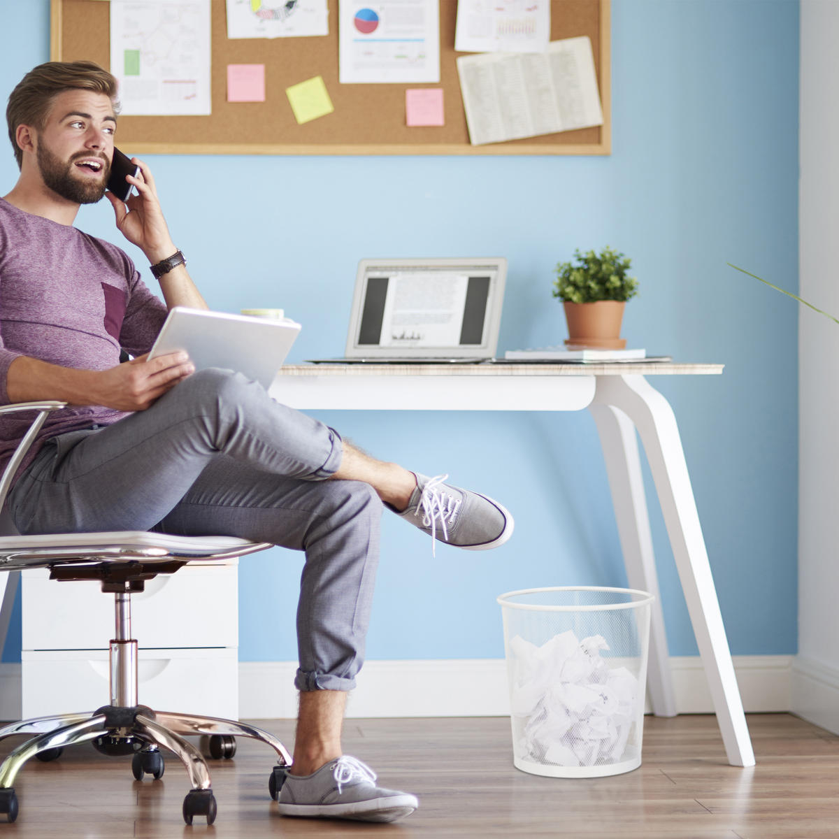 PAPIERKORB - Weiß, Metall (26/28/26cm) - Relaxdays