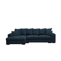 ECKSOFA Mit Schlaffunktion Und Bettkasten Couch L-form Gabon Stoff Zoom Blau Links - Blau, Holz (155/285cm) - Kaiser Möbel