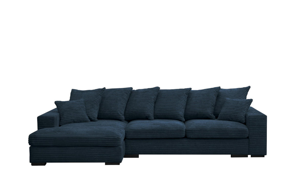 ECKSOFA Mit Schlaffunktion Und Bettkasten Couch L-form Gabon Stoff Zoom Blau Links - Blau, Holz (155/285cm) - Kaiser Möbel