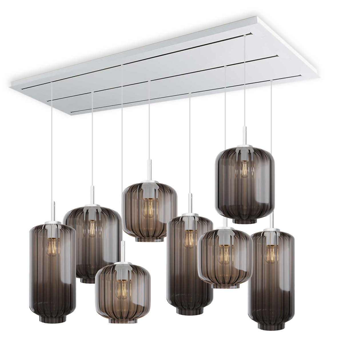 HÄNGELEUCHTE Velo 8-flammig Rauch Ø 18/20/25cm - Anthrazit/Weiß, Glas (25/25/27cm) - s.luce
