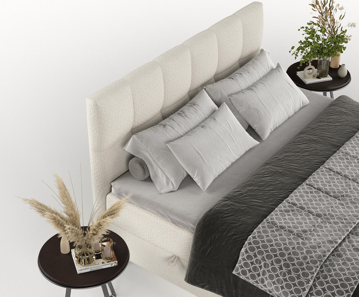BOXBETT Arlette Beige 160/200 cm - Beige/Schwarz, Holz/Holzwerkstoff (160/200cm) - Maison de Reve