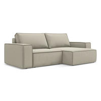 ECKSOFA mit Schlaffunktion Samt Stoff Creme - Perlmutt/Creme, Kunststoff/Textil (257/148cm) - LaMiaSofa