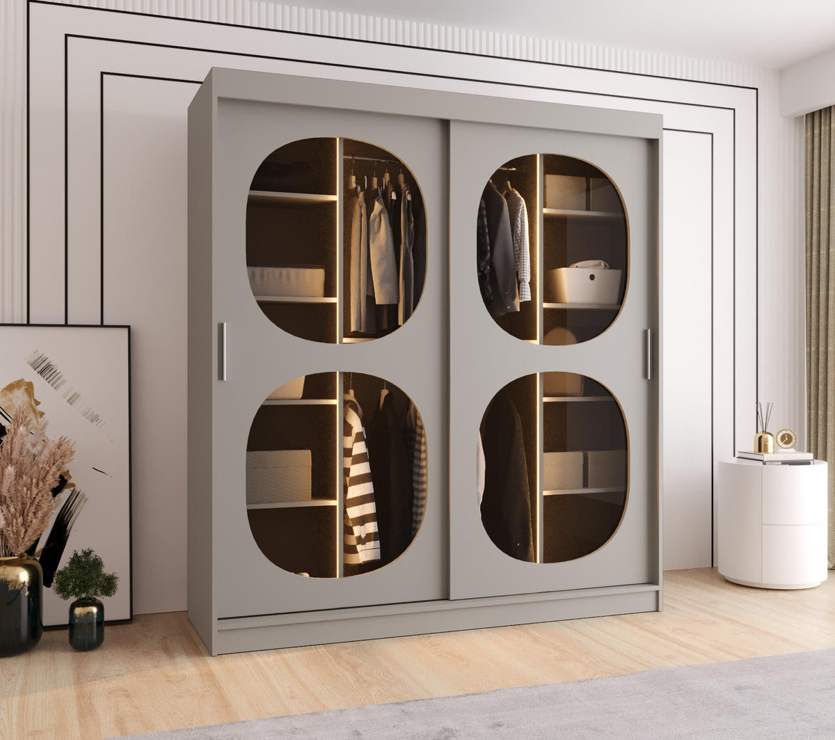 SCHWEBETÜRENSCHRANK 200/180/62 2-türig - Kaschmir, Holz (180/200/62cm) - Abiks Möbel