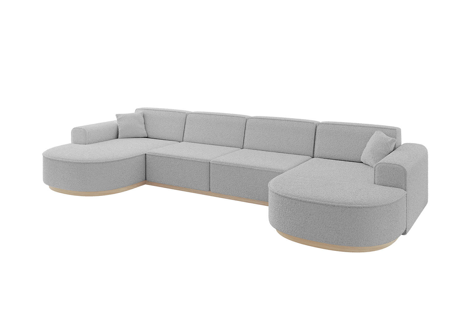 WOHNLANDSCHAFT MARI-U2-v1 - 388x171x83 cm Hellgrau Bouclé - Hellgrau, Holzwerkstoff/Textil (388/83/171cm) - ALTDECOR