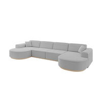 WOHNLANDSCHAFT MARI-U2-v1 - 388x171x83 cm Hellgrau Bouclé - Hellgrau, Holzwerkstoff/Textil (388/83/171cm) - ALTDECOR