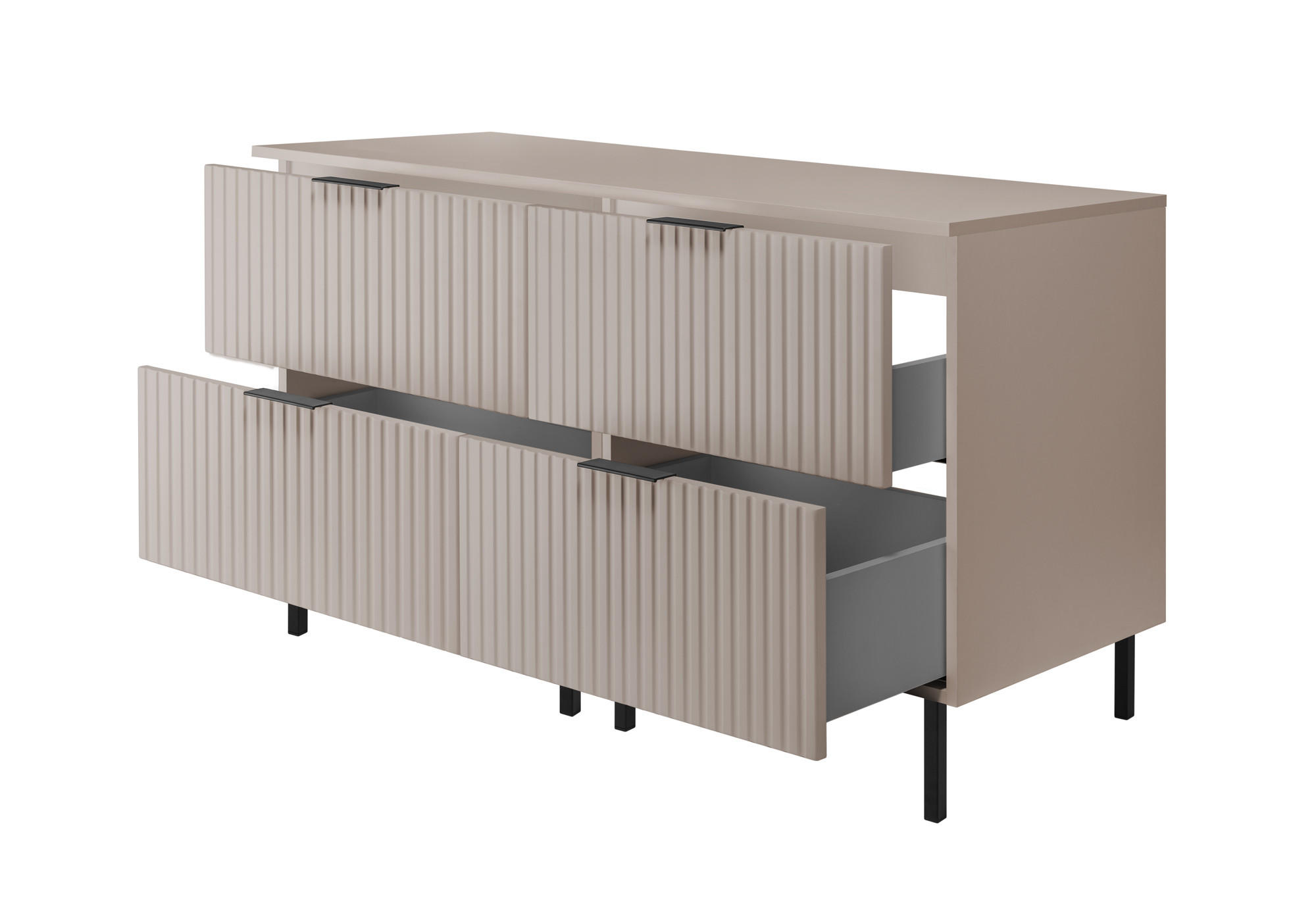 BADEZIMMERSCHRANK, Kaschmir, Schwarze Griffe, 120 x 77 x 46 cm - Kaschmir/Schwarz, Holzwerkstoff (120/77/46cm) - 3XE LIVING