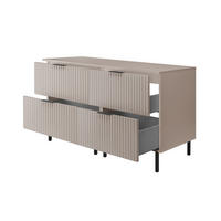 BADEZIMMERSCHRANK, Kaschmir, Schwarze Griffe, 120 x 77 x 46 cm - Kaschmir/Schwarz, Holzwerkstoff (120/77/46cm) - 3XE LIVING