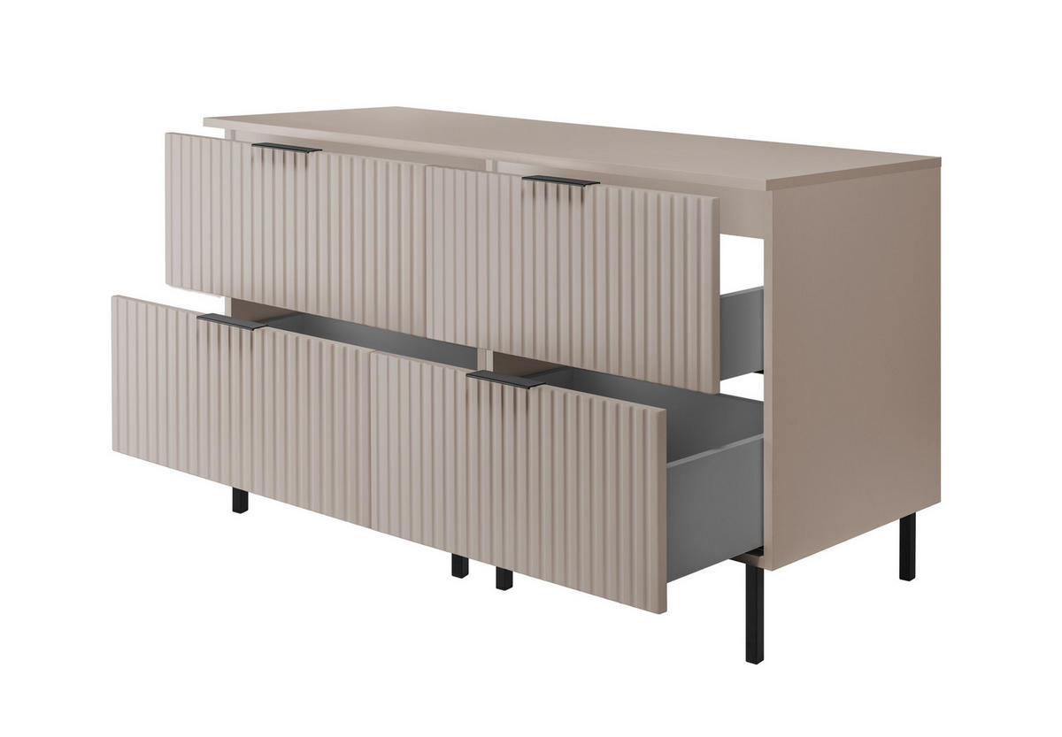 BADEZIMMERSCHRANK, Kaschmir, Schwarze Griffe, 120 x 77 x 46 cm - Kaschmir/Schwarz, Holzwerkstoff (120/77/46cm) - 3XE LIVING