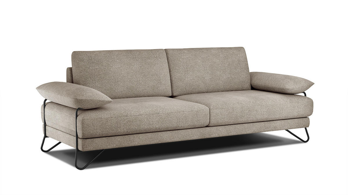 SOFA LORI 3-Sitzer, taupe - Taupe/Schwarz, Holzwerkstoff/Textil (245/87/96cm) - Courtois Laville