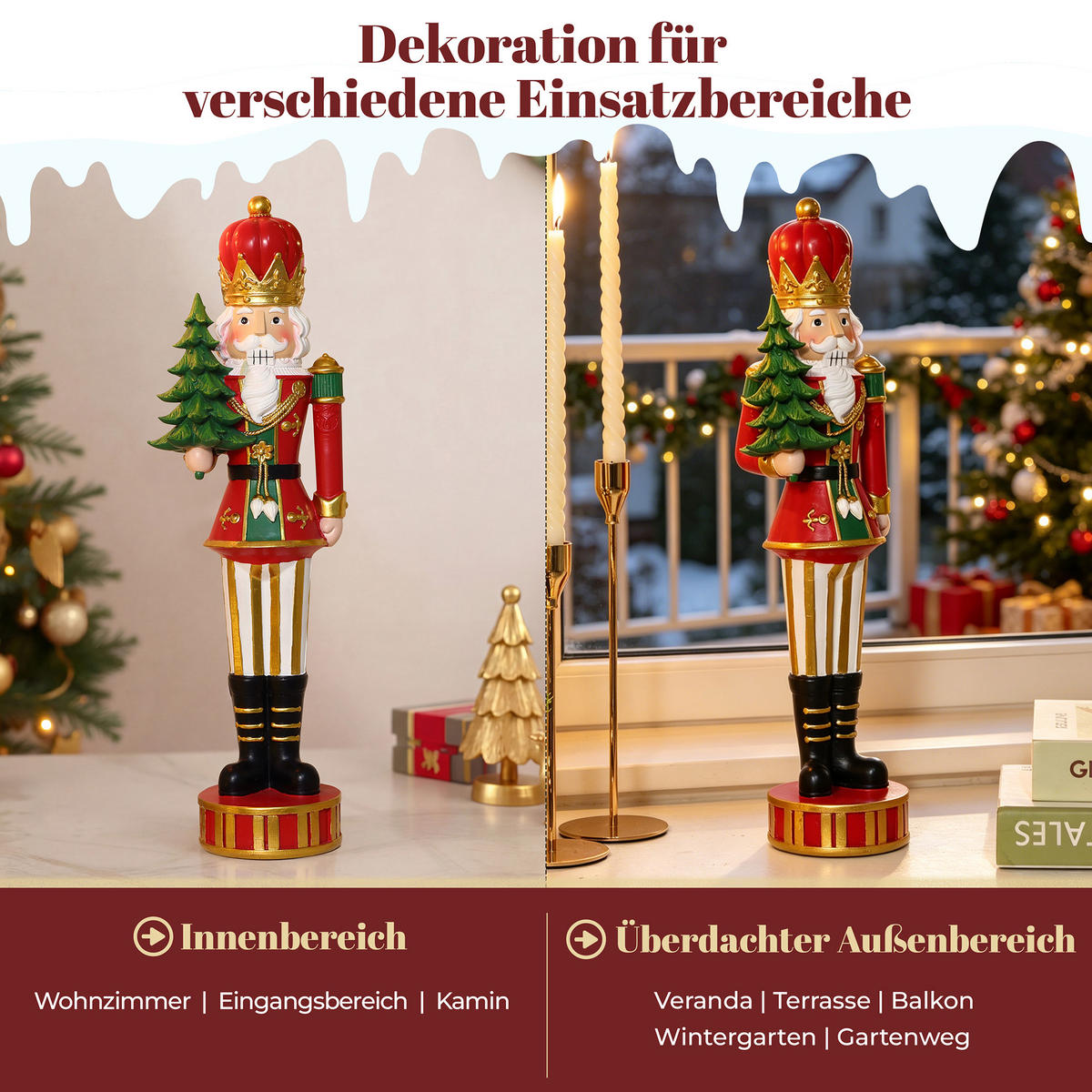 NUSSKNACKER Figur B14 x T11 x H46 cm - Rot, Kunststoff (11/46/14cm) - Hometopia