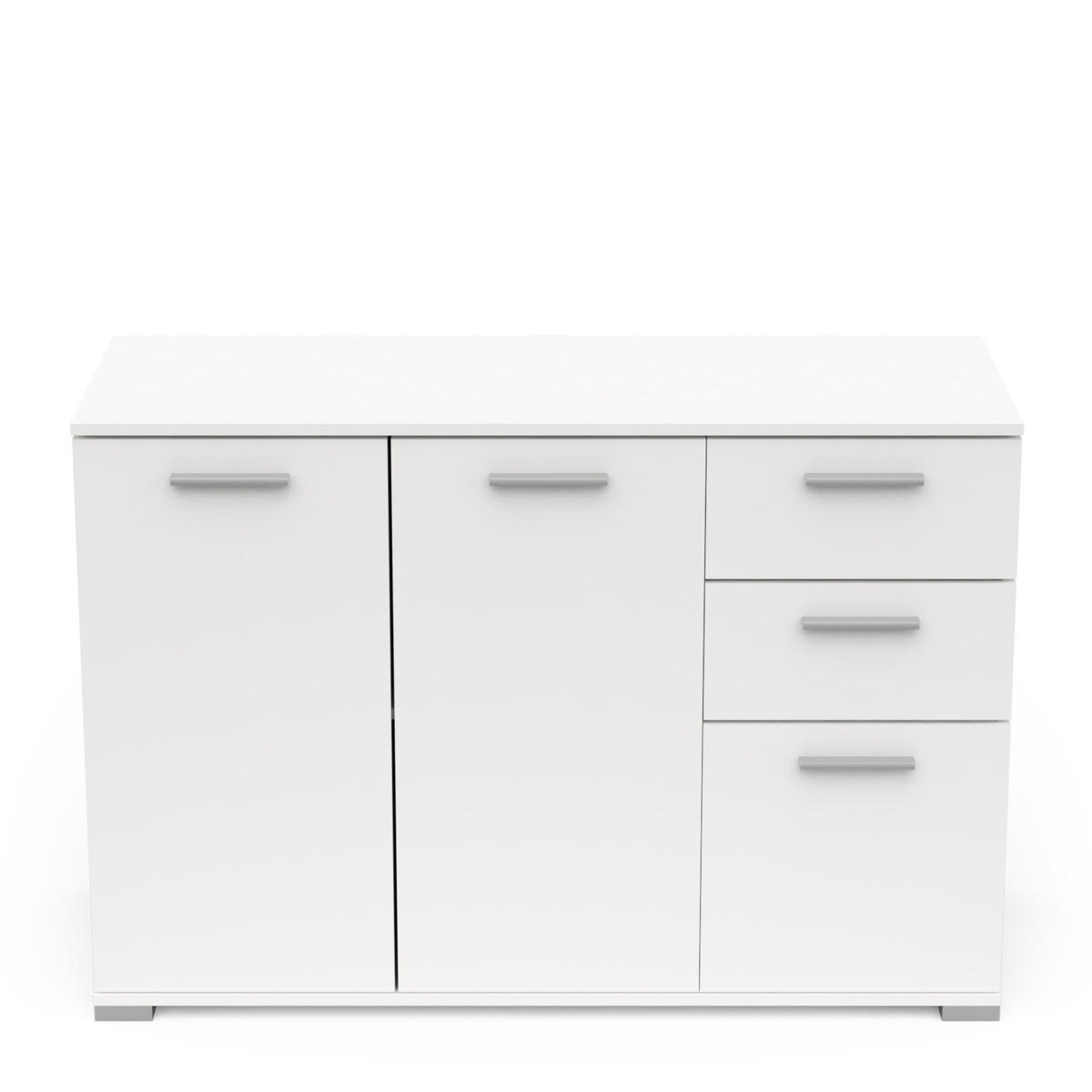 SIDEBOARD 2+1 Türen und 2 Schubladen H82,4 cm - IZZY - Weiß, Holzwerkstoff (41.9/82.4/119.6cm) - Calicosy