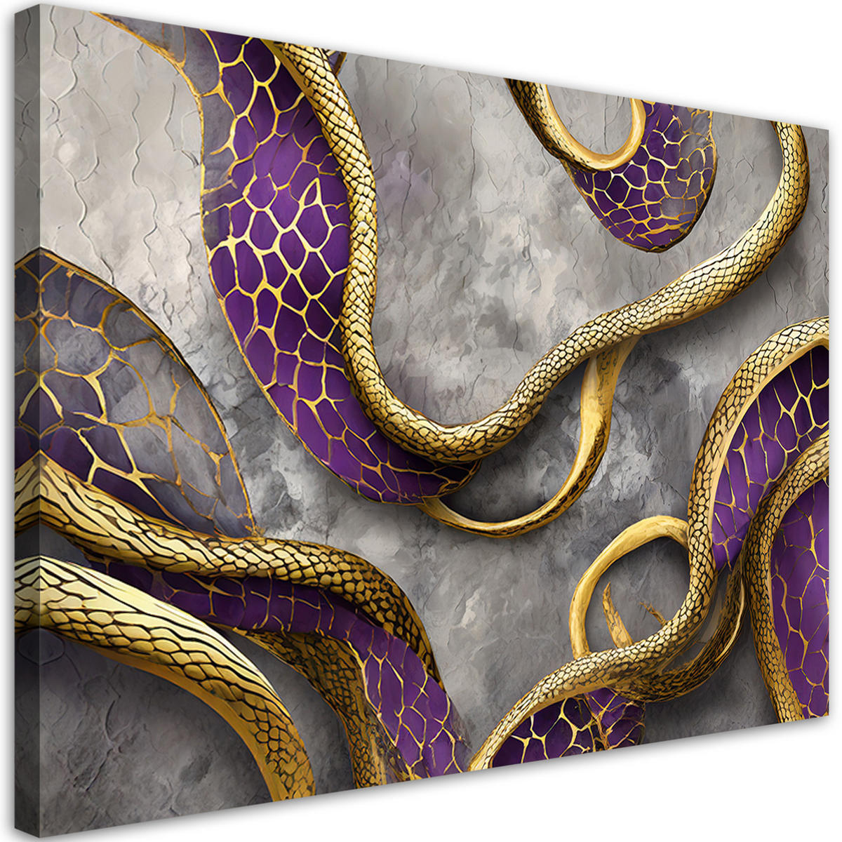 WANDBILD schlange textur gold lila glamour - Lila, Textil (60/40cm) - Feeby