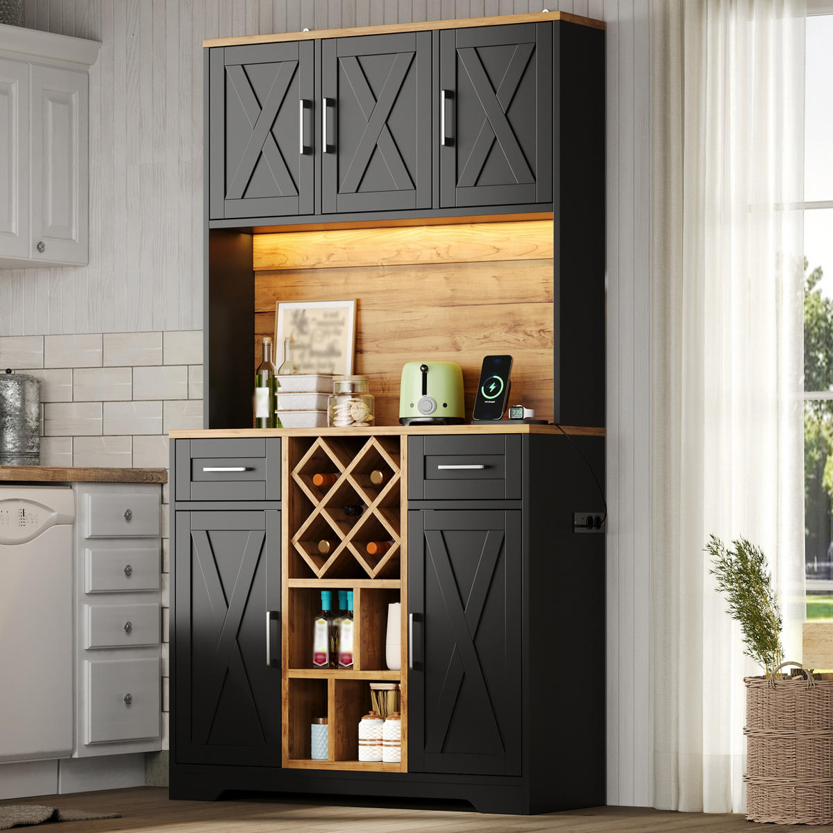 GESCHIRRSCHRANK Naturfarben 105/40/180 - Naturfarben, Holzwerkstoff (105/180/40cm)