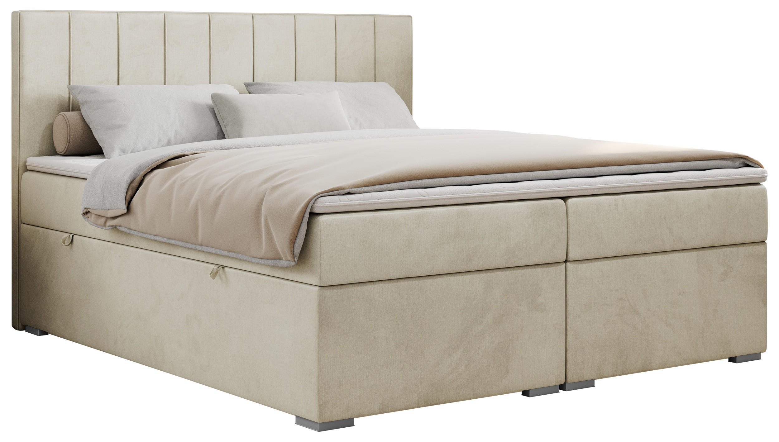 BOXBETT ALLY 200/200 Beige Velvet - H4 - Beige, Holz/Textil (200/200cm) - MKS