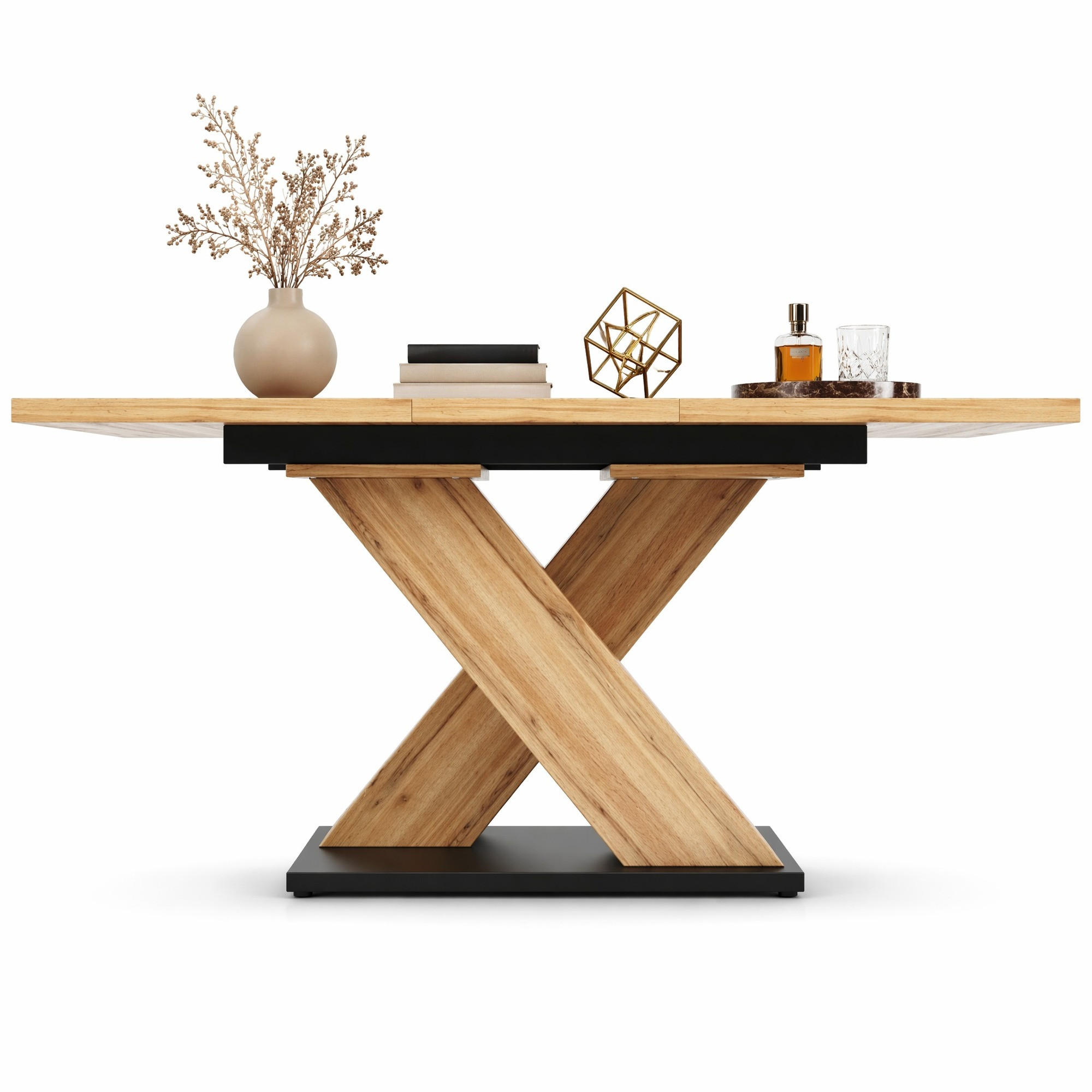 ESSTISCH in Naturfarben Küchentisch mit ausziehbarer Tischplatte für Küche und Esszimmer, L158.5/B80/H75 cm - Naturfarben, Holzwerkstoff/Metall (80/158.5/75cm) - STILVORA