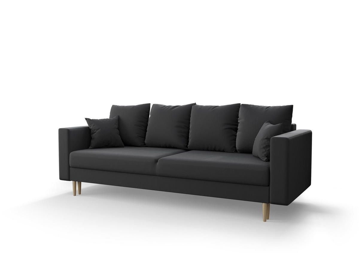 SOFA KRISTI mit Schlaffunktion ITAKA 27 Sofa mit Stauraum - Dunkelgrau, Textil (90/87/230cm) - Bedante