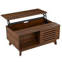 COUCHTISCH walnuss-optik mit lift-funktion & jalousie-schiebetür - Walnussfarben, Holzwerkstoff (55/90/57.5cm) - Urban Meuble