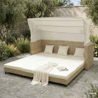 SONNENINSEL - 3-teilig - Polyrattan / Webstoff - Beige / Creme - Beige, Kunststoff/Textil (200/159/75cm) - home24