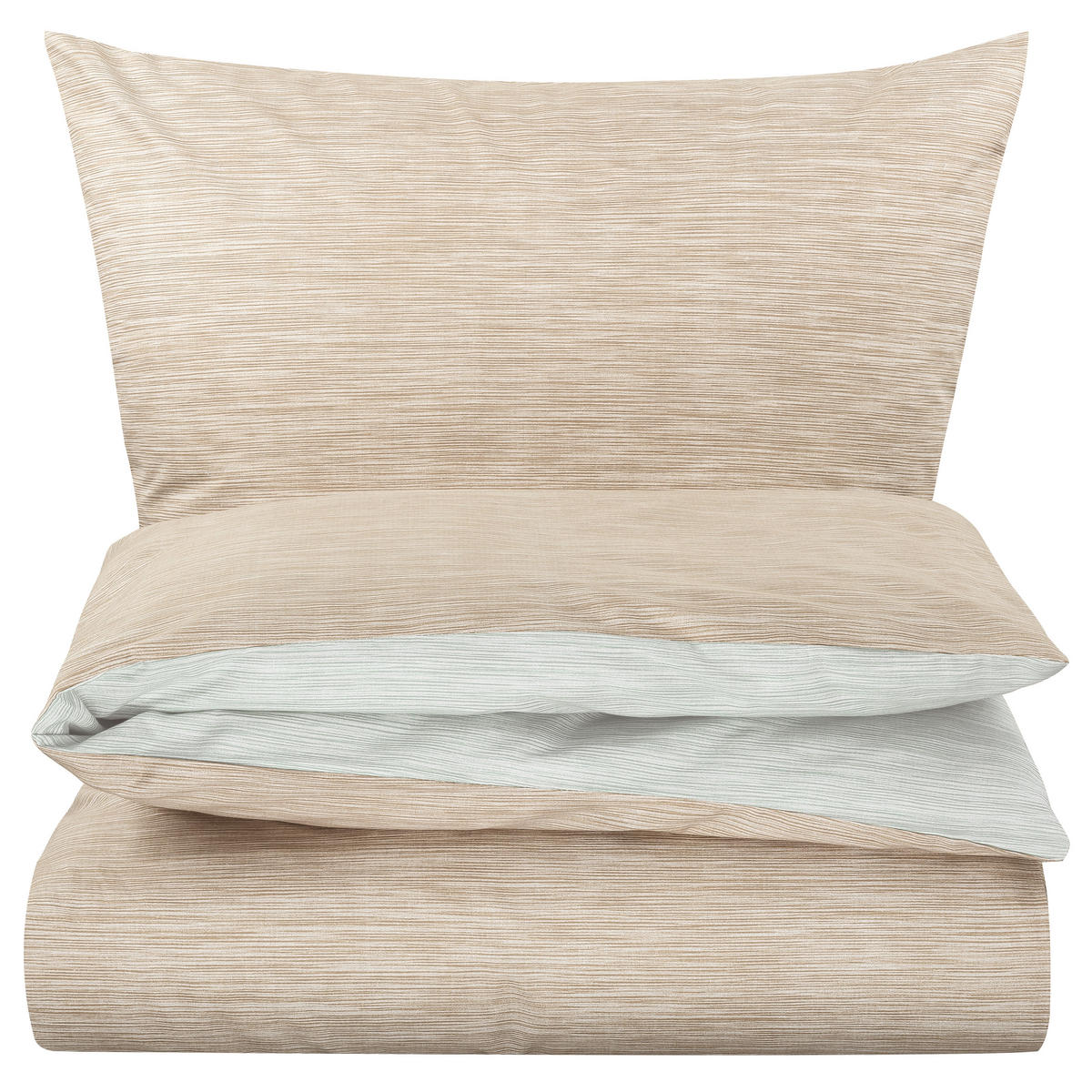 BETTWÄSCHE 155x200 Renforce Wende Bettbezug Melange Grün Taupe - Taupe/Grün, Textil (155/200cm) - Carpe Sonno