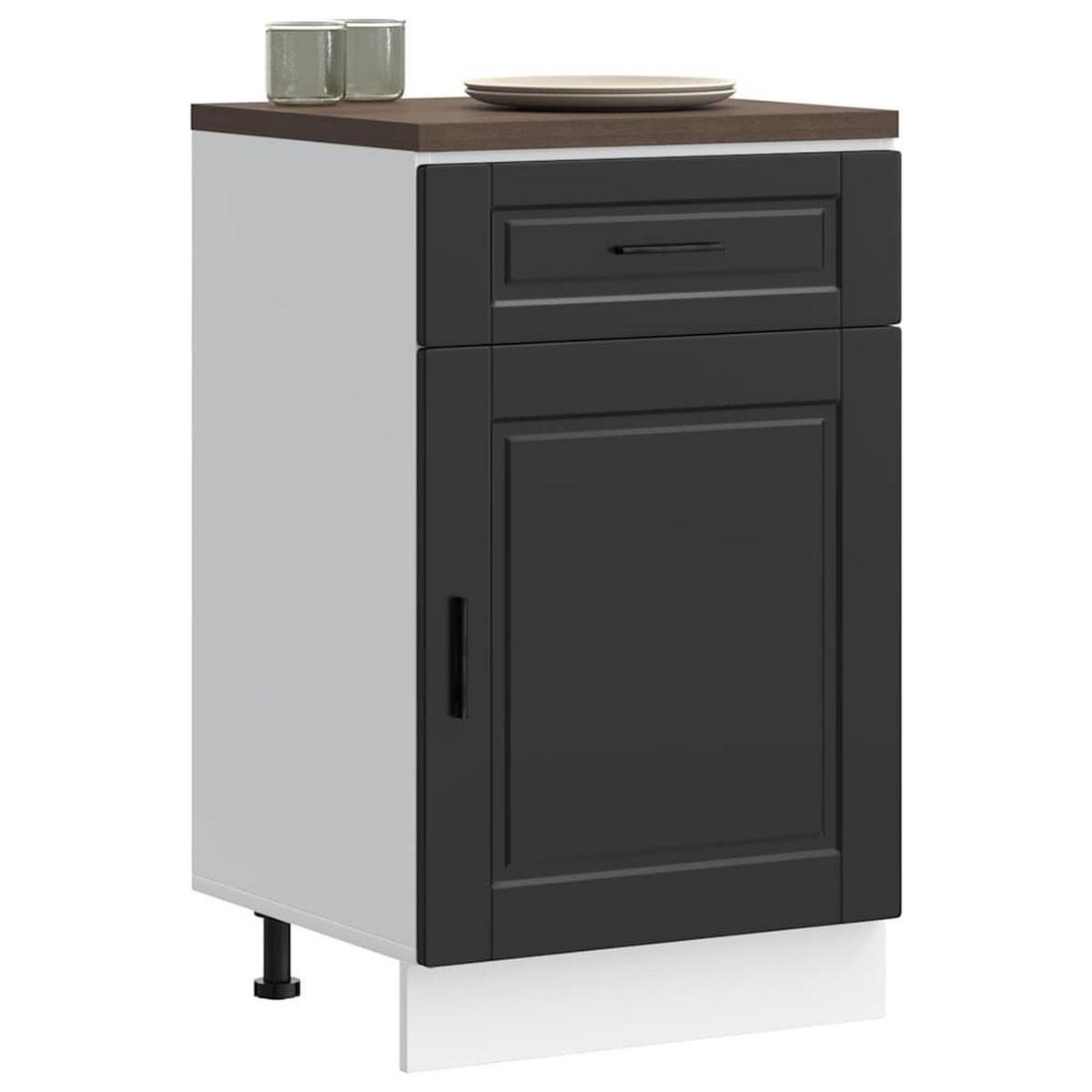KÜCHENUNTERSCHRANK Porto Schwarz Holzwerkstoff - Schwarz, Holzwerkstoff (46/81.5/50cm) - vidaXL