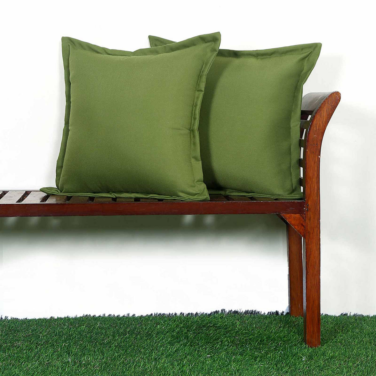 OUTDOOR-KISSEN 2er-Set grün 45/45 cm - Grün, Textil (45/45cm) - Homescapes