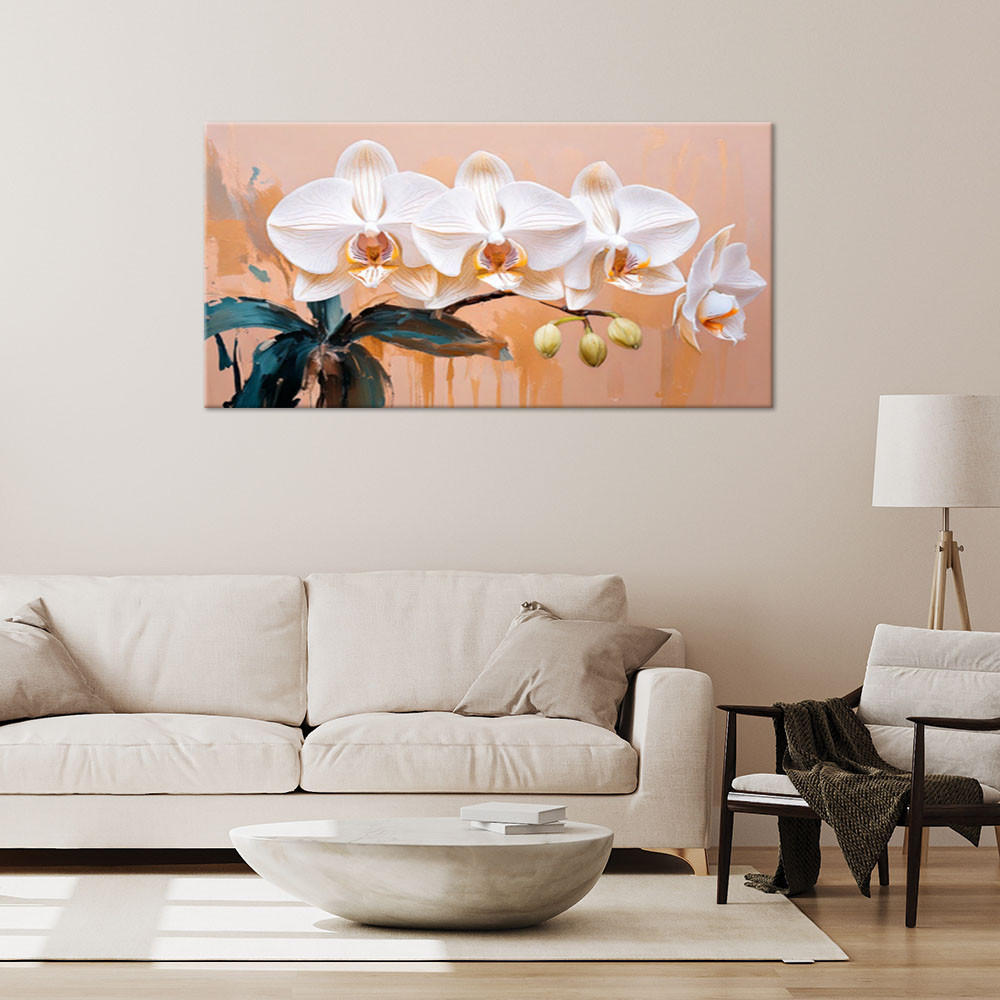 LEINWANDBILD Orchidee Aquarell Blumen 120x60cm - Beige, Textil (120/60cm) - Feeby