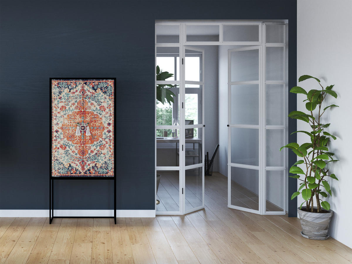 HIGHBOARD aus MDF ALVA VINTAGE RUG - Beige/Orange, Holzwerkstoff (75/164.5/45cm) - RNT By Really Nice Things