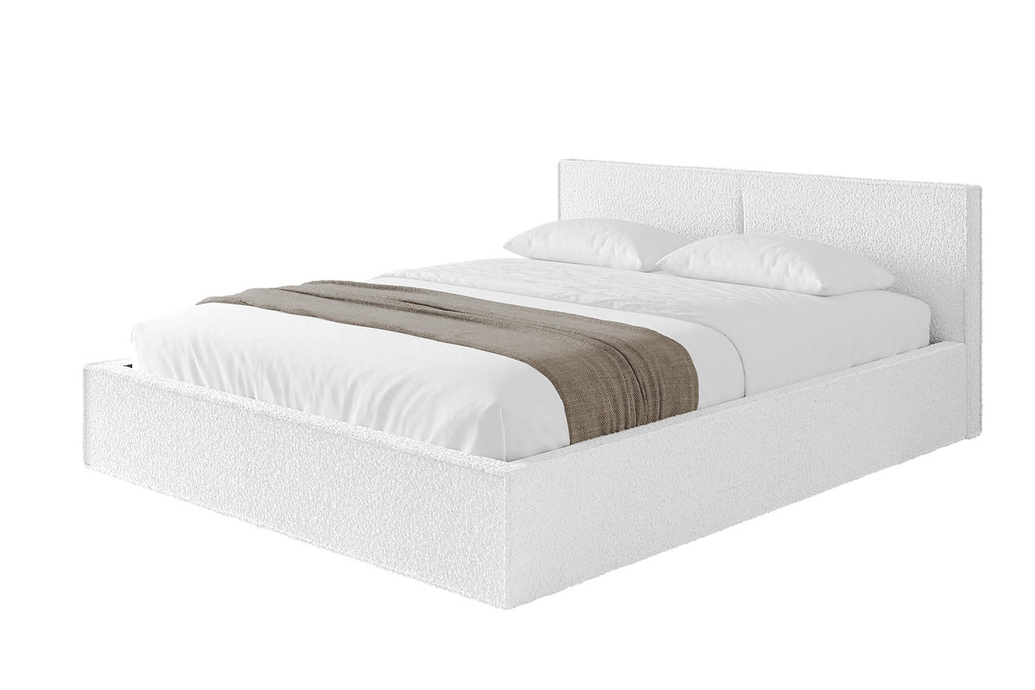 POLSTERBETT mit Bettkasten und Lattenrost, Bett mit Matratze H3/H4 - EMMI-V1 180x200 Weiß - Weiß, Holzwerkstoff/Textil (180/200cm) - ALTDECOR