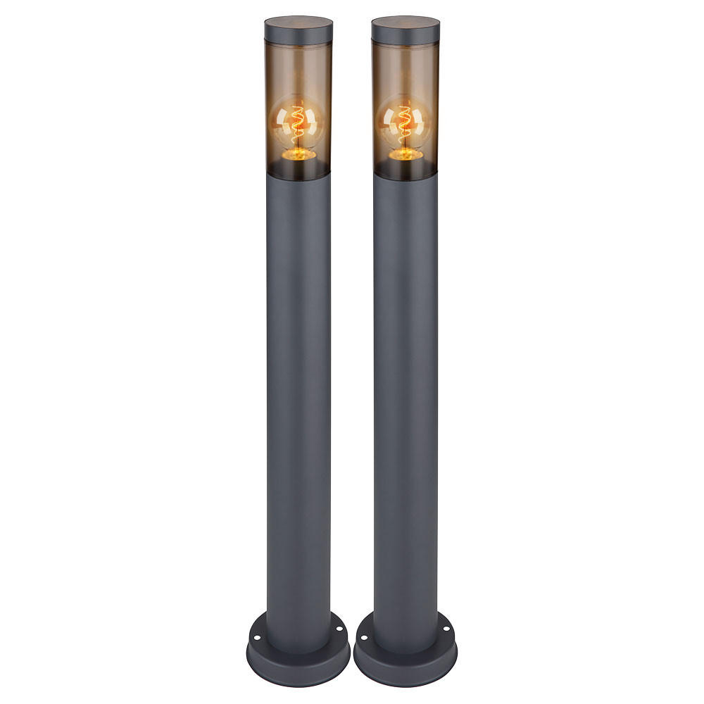 STEHLEUCHTE Edelstahl Anthrazit 2er Set - Anthrazit, Kunststoff/Metall (7.6/80/7.6cm) - Globo Lighting