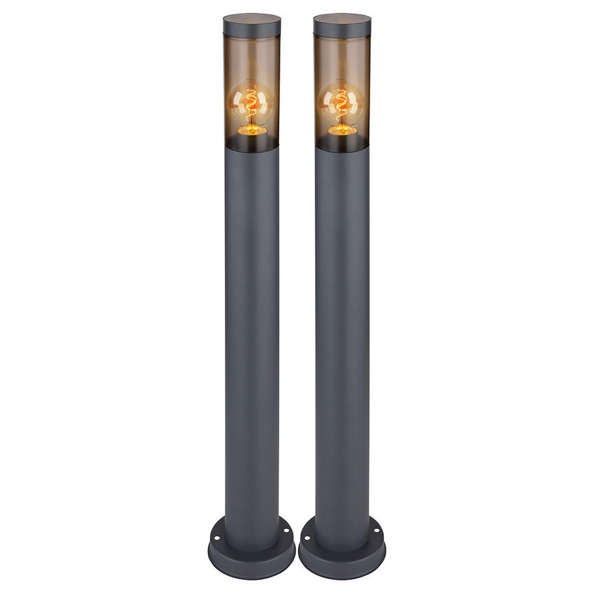 STEHLEUCHTE Edelstahl Anthrazit 2er Set - Anthrazit, Metall (7.6/7.6/80cm) - Globo Lighting