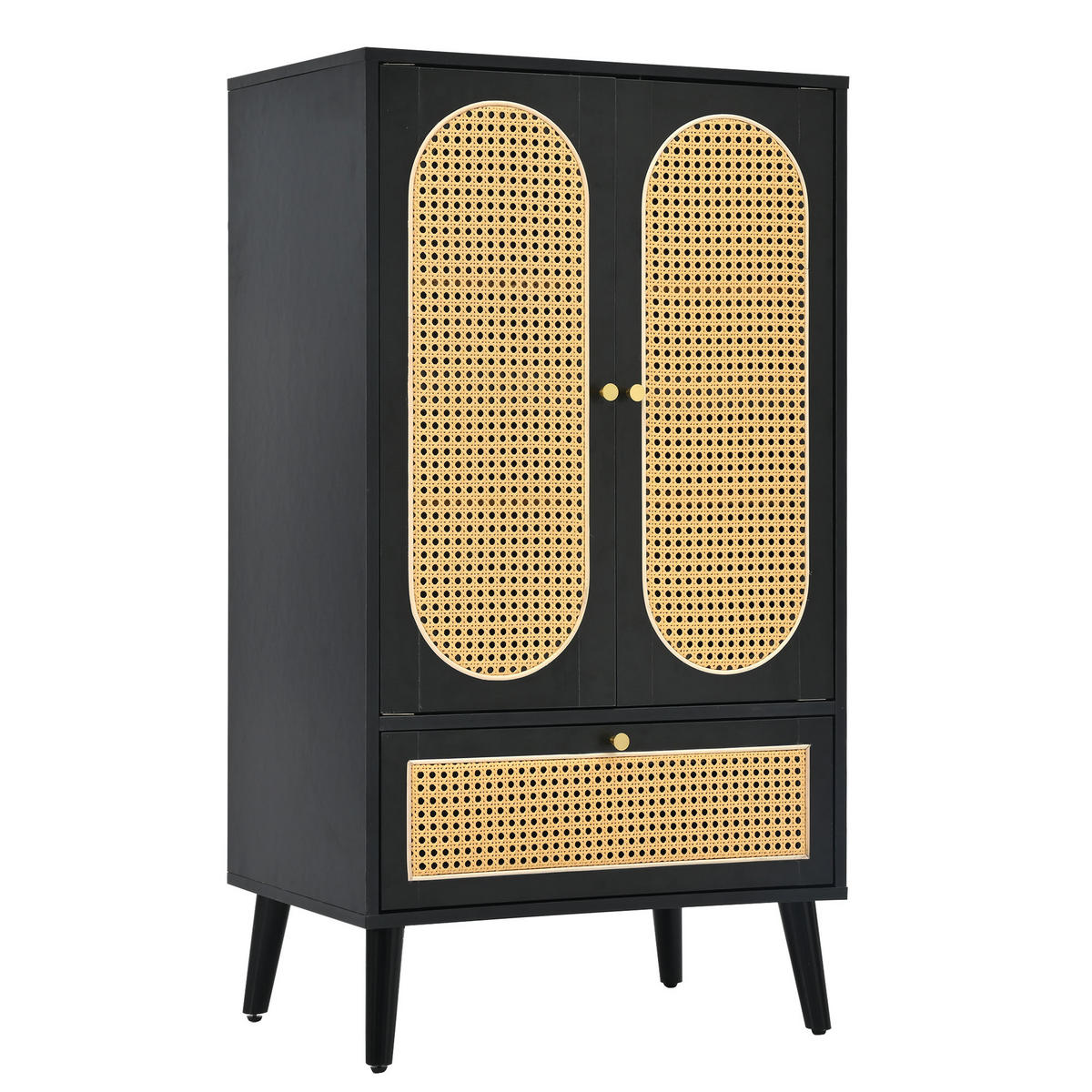 HIGHBOARD Schwarz 60/40/110 cm - Schwarz, Holzwerkstoff (60/110.5/40cm) - Urban Meuble