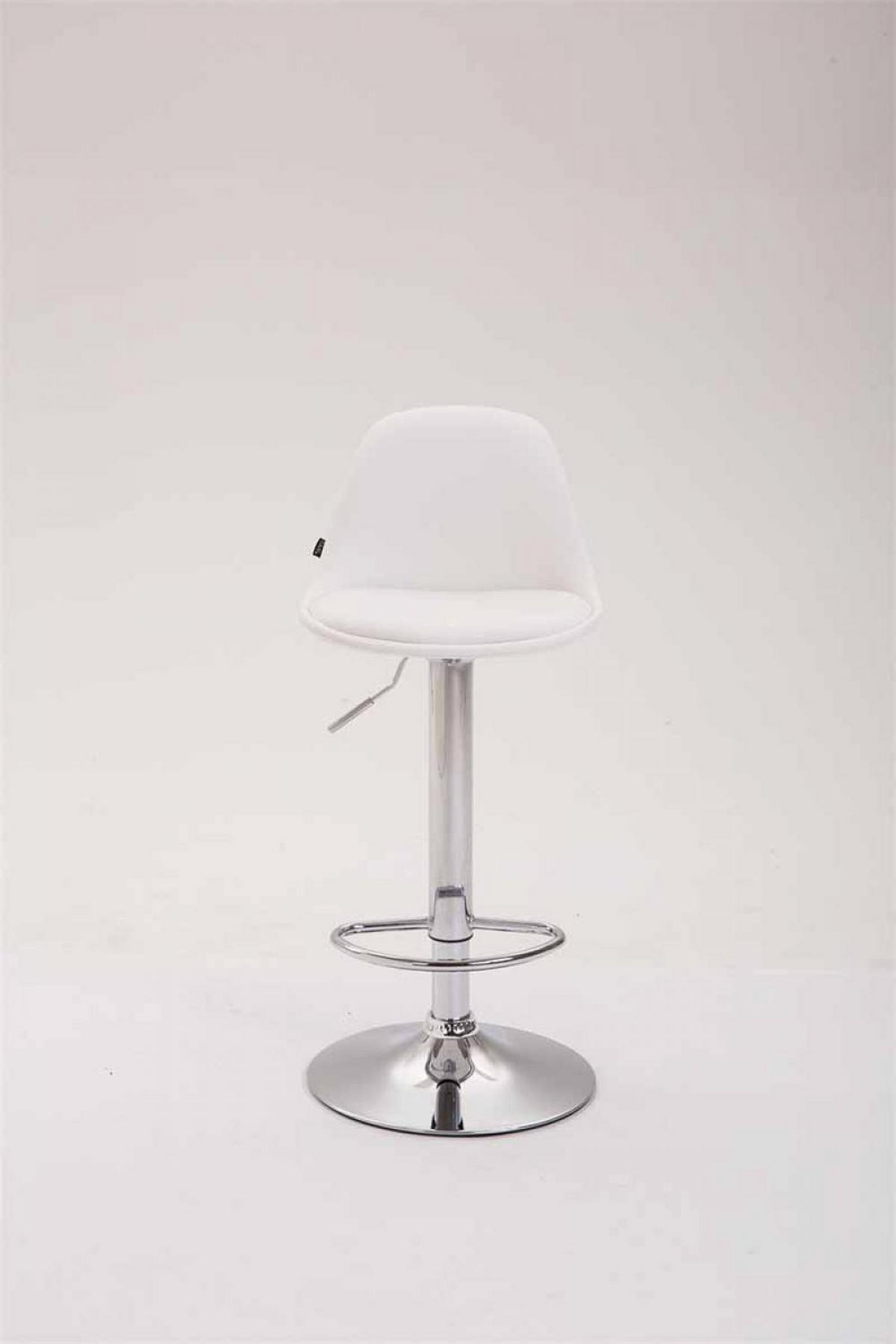 BARHOCKER Lederlook weiß - Chromfarben/Weiß, Textil/Metall (39/82/43cm) - CLP