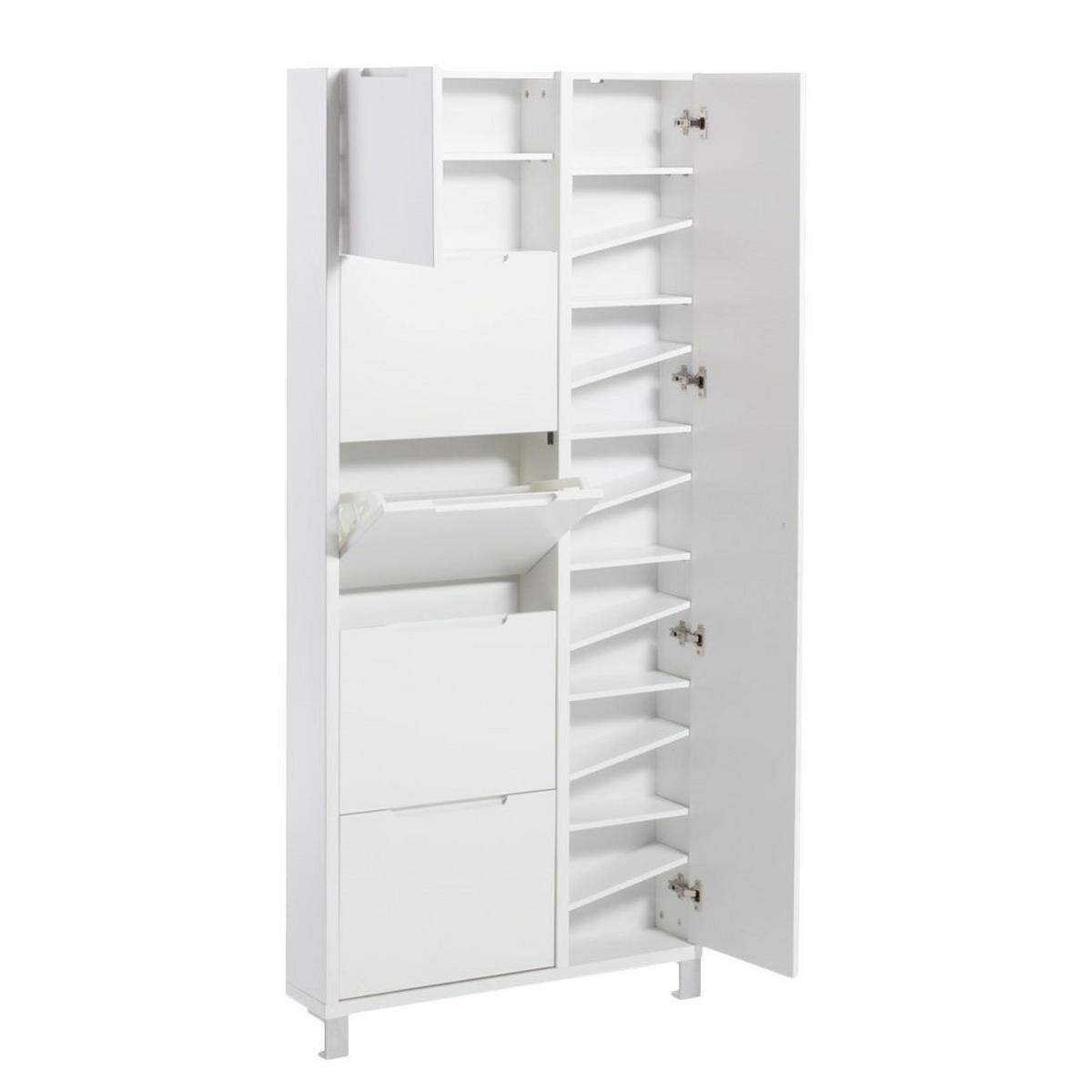 SCHUHSCHRANK mit Spiegeltür - Weiß - Weiß, Holzwerkstoff (85/185/17cm) - home24