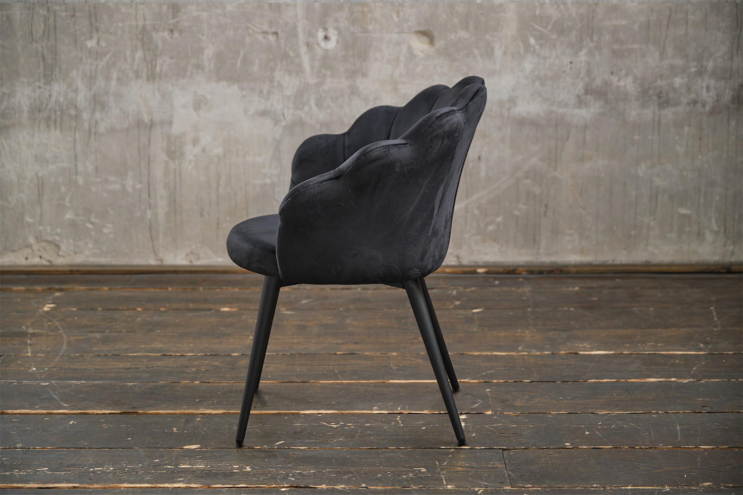 ESSZIMMERSTUHL CARLA Schwarz Velvet - Schwarz, Textil (65/79/58cm) - KAWOLA