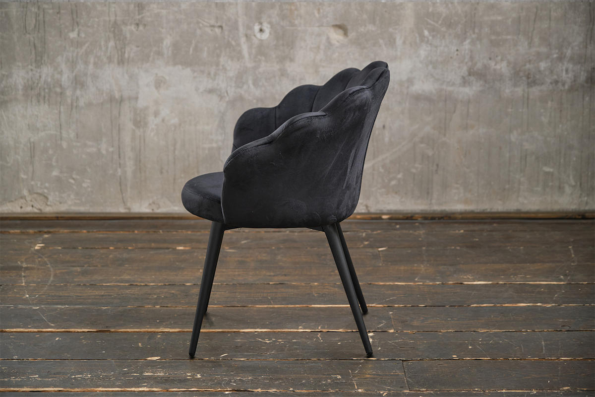 ESSZIMMERSTUHL CARLA Schwarz Velvet - Schwarz, Textil (65/79/58cm) - KAWOLA