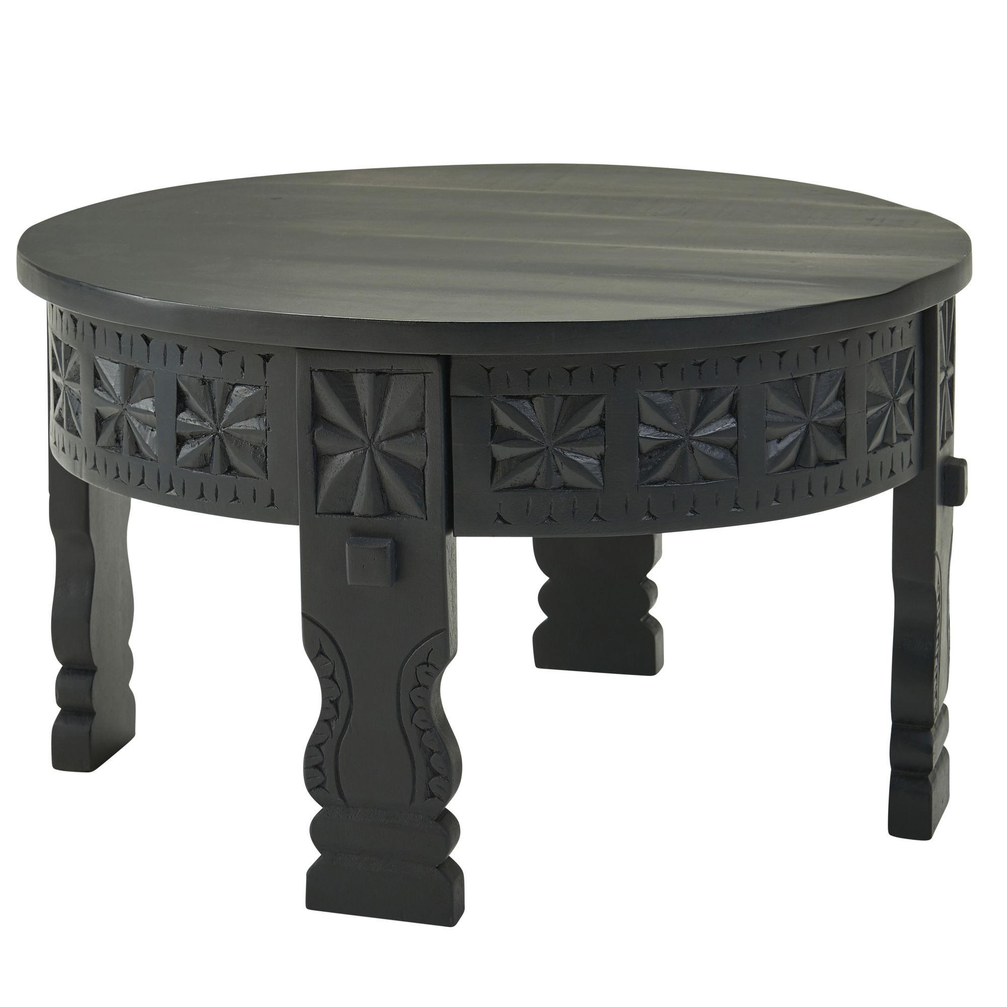 COUCHTISCH rund MICHA Mango Sofatisch - Schwarz, Holz (60/60/36cm) - tinkaro