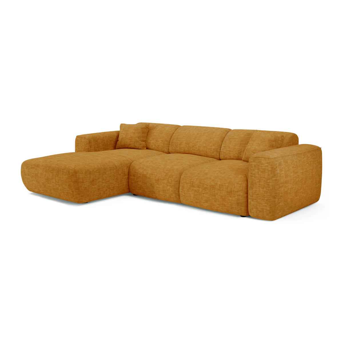 ECKSCHLAFSOFA Texturierter Samt Senf 283cm - Dunkelgelb, Textil (283/180cm) - Sia Home