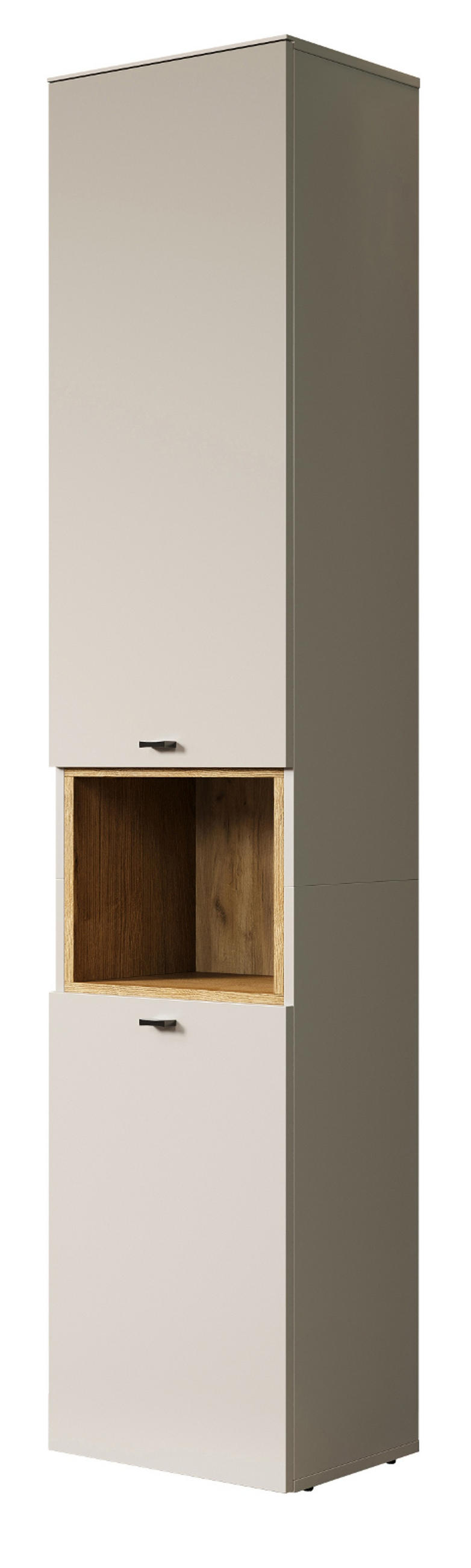 HOCHSCHRANK Sand, Evoke Eiche 40 x 186 cm, Badschrank mit Soft-Close - Sandfarben/Kaschmir, Holzwerkstoff/Metall (40/186/31cm) - Top.Furn