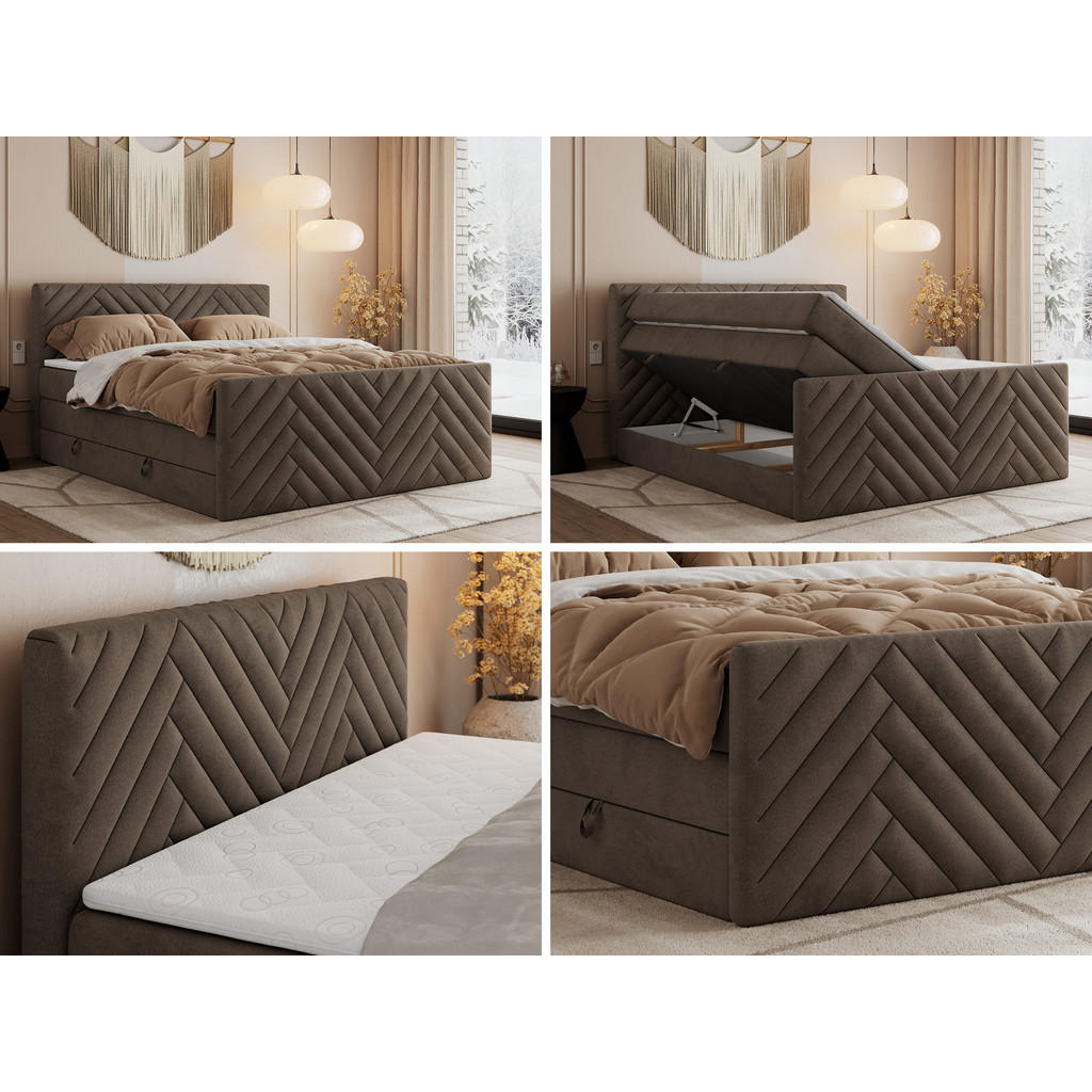 Thumbnail - MKS Boxspringbett, Braun, Textil, H3, 7-Zonen, Rechteckig, 200x200 cm, Oeko-Tex®, Schlafzimmer, Betten, Boxspringbetten