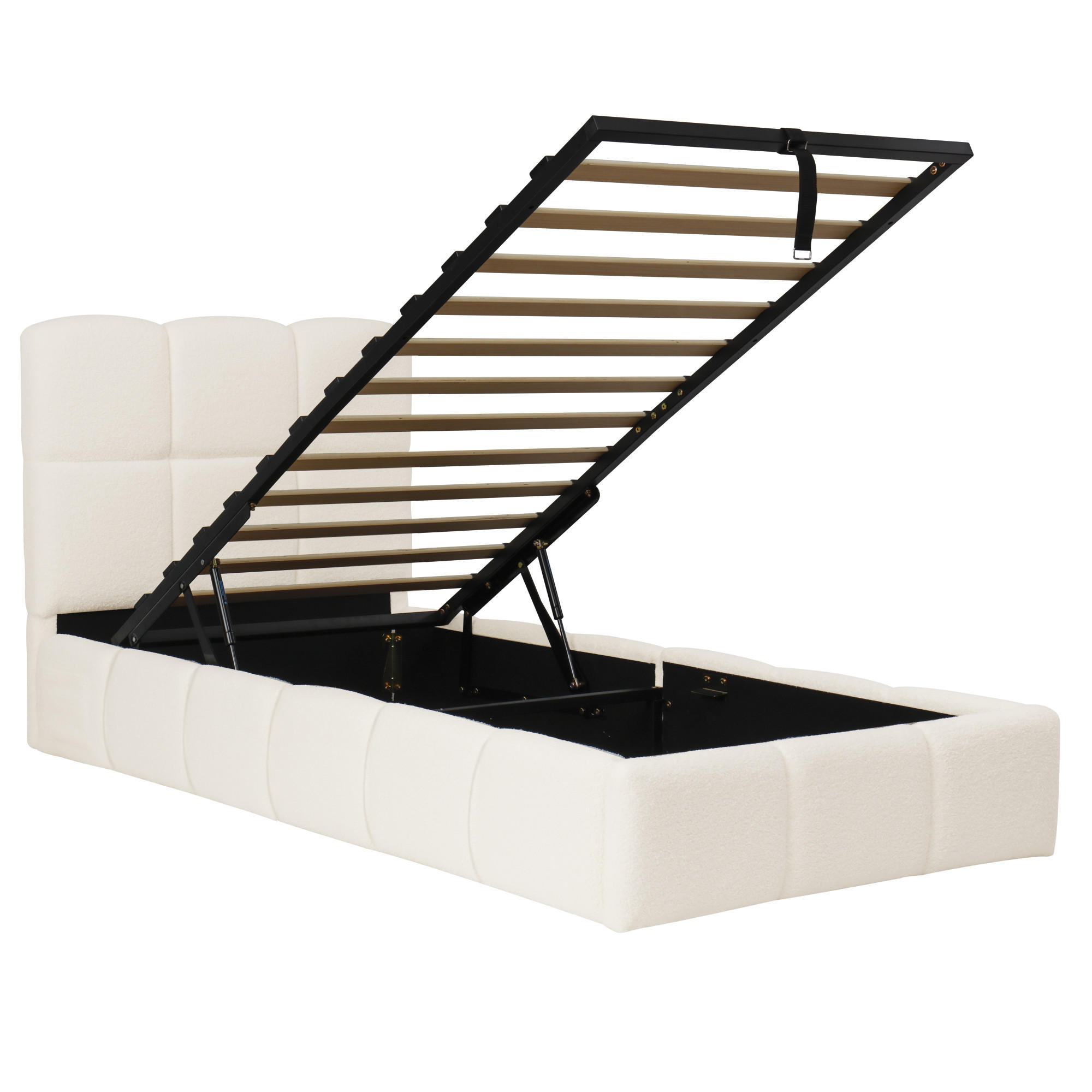 POLSTERBETT 90/200 cm Beige mit Stauraum und USB-Ladeanschluss - Beige, Textil (90/200cm) - Oxeza