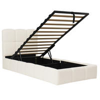 POLSTERBETT 90/200 cm Beige mit Stauraum und USB-Ladeanschluss - Beige, Textil (90/200cm) - Oxeza