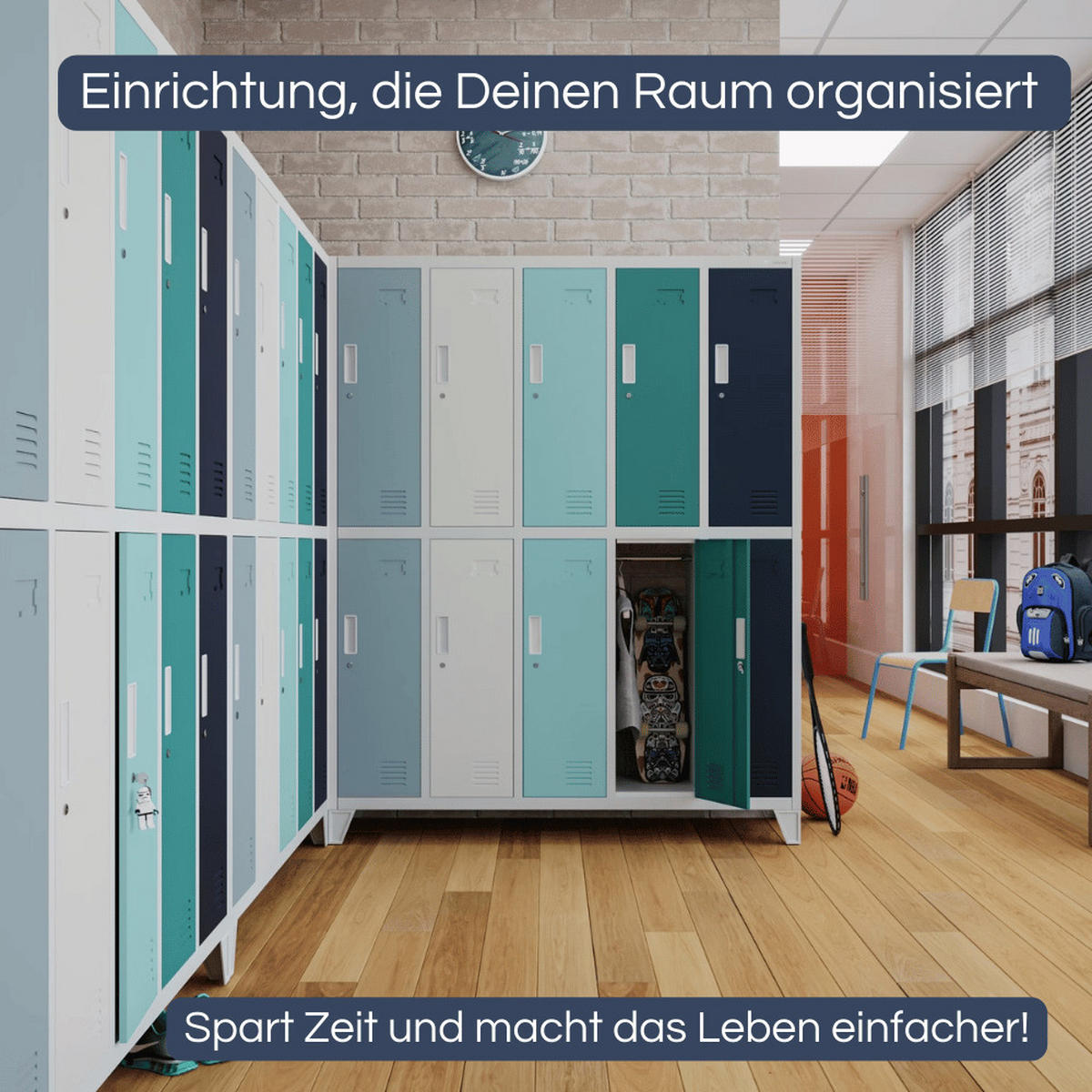 UMKLEIDESCHRANK Spind BARTEK 10 Abteile 172x136x45cm Mehrfarbig - Multicolor, Metall (136/172/45cm) - Jan Nowak