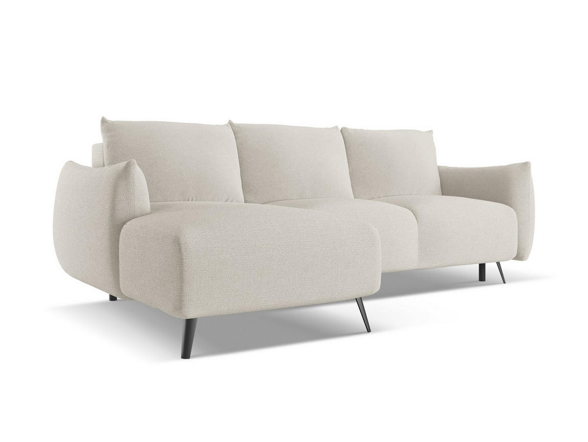 ECKSOFA mit Schlaffunktion Chenille Stoff Grau - Silberfarben/Schwarz, Textil/Metall (162/242cm) - Makamii
