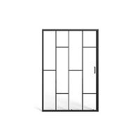 DUSCHTÜR Schiebetür - Metall matt Schwarz - Verrière-Style - Glas antikalk - 120 x 195 cm - SONIKRA - Schwarz, Metall (120/195cm) - Vente-Unique