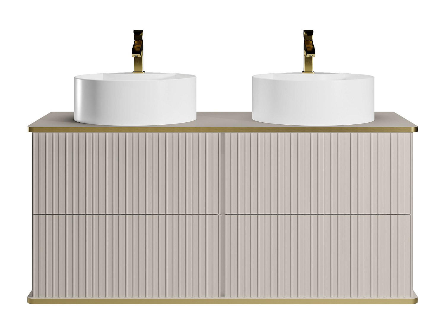 DOPPELWASCHTISCH - 120 cm x 47 cm - Holz, Platte - Beige - KELIZA - Beige, Holz (120/54/47cm) - Vente-Unique
