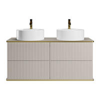 DOPPELWASCHTISCH - 120 cm x 47 cm - Holz, Platte - Beige - KELIZA - Beige, Holz (120/54/47cm) - Vente-Unique