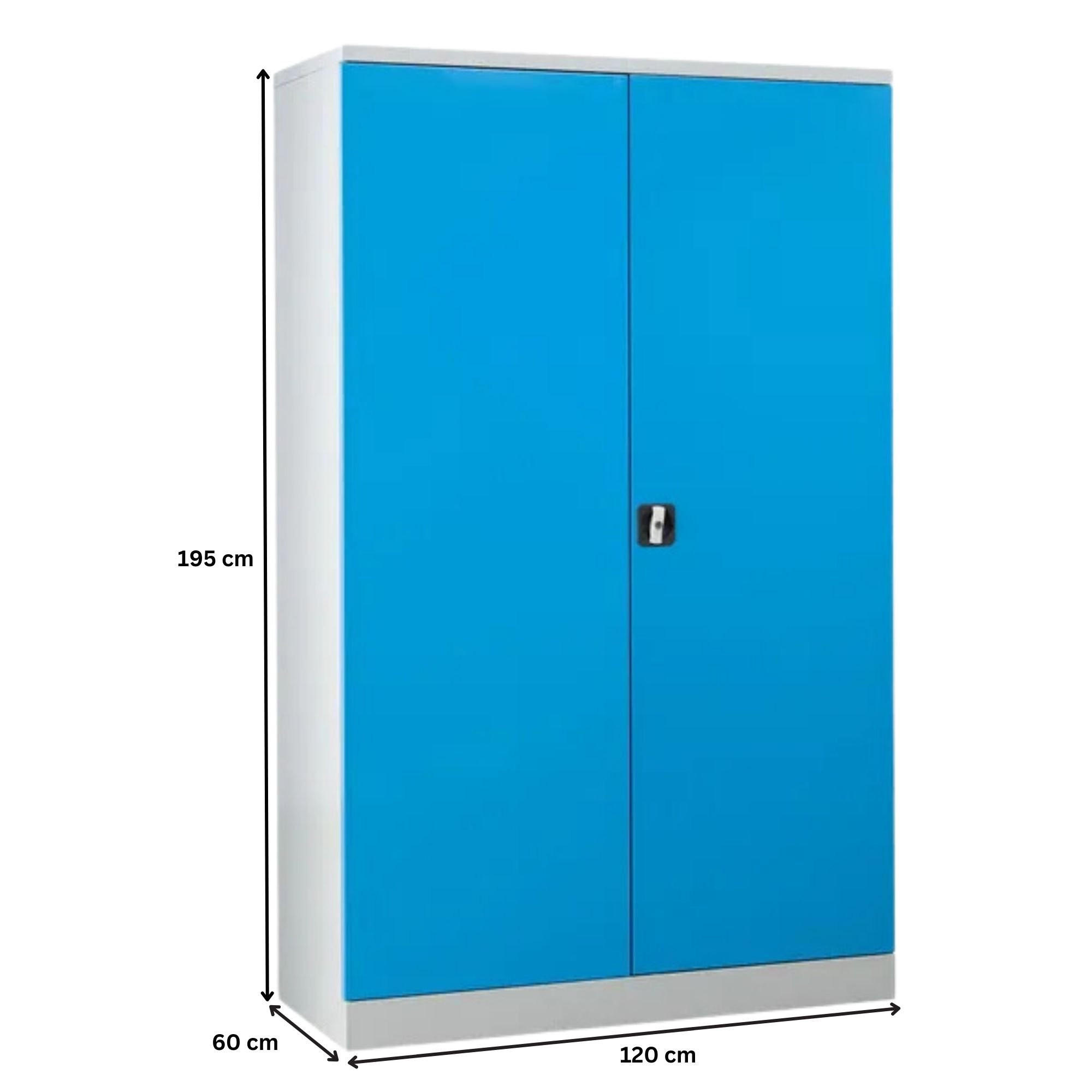 STAHLSCHRANK Bee mit 9 verzinkten Fachböden 195x120x60 cm Korpusfarbe Lichtgrau Frontfarbe Lichtblau - Hellblau, Metall (120/195/60cm)