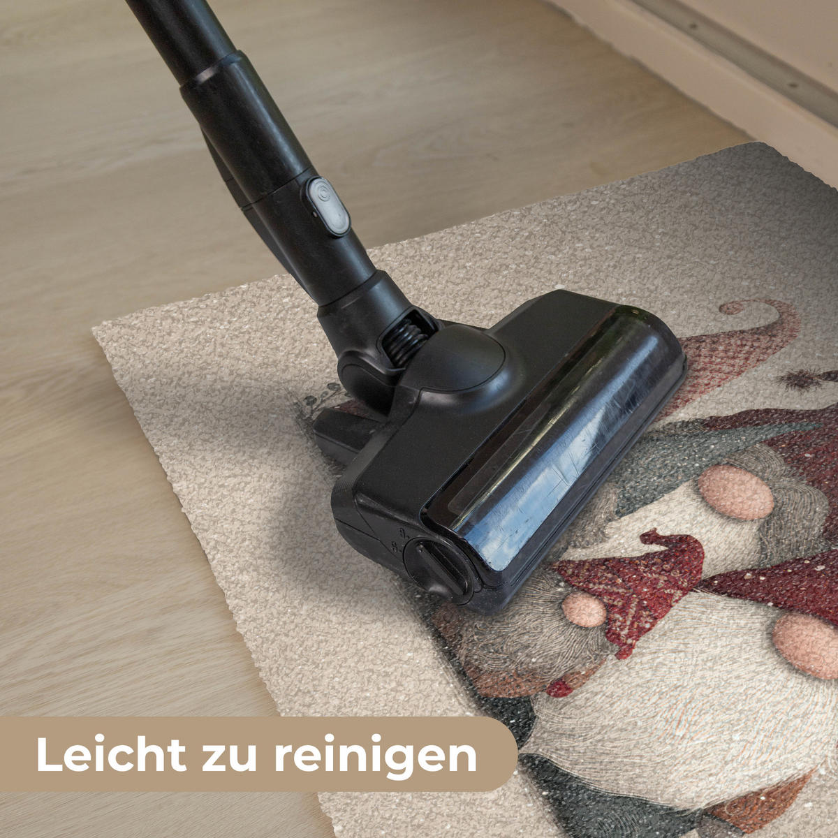 FUSSMATTE Wichtel - Weihnachten - Schnee - Zipfelmützen 60x40 cm - Beige, Kunststoff (60/0.4cm) - MuchoWow