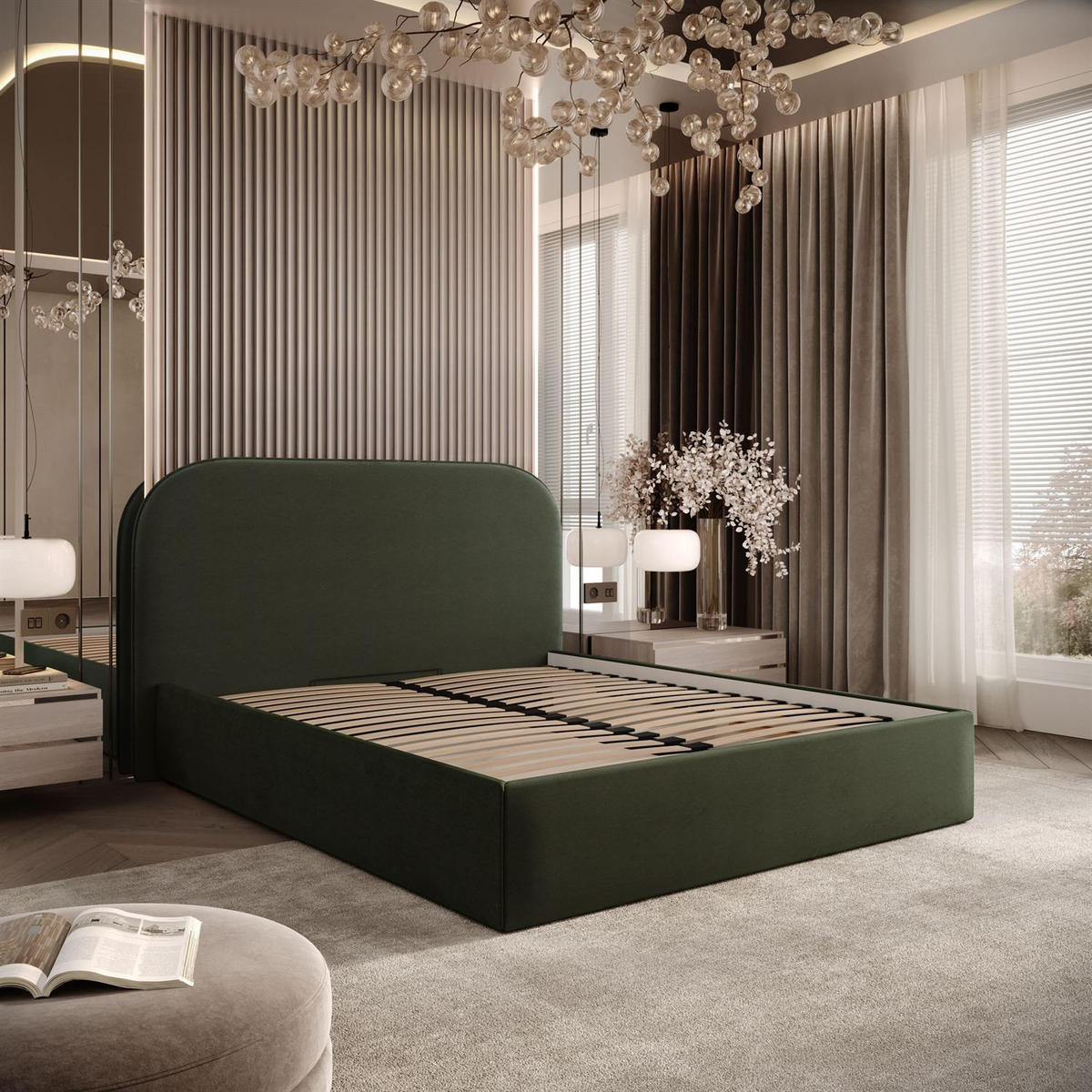 POLSTERBETT OLIMPIA mit Bettkasten 140x200, Castel 39 - Sandfarben, Textil (140/200cm) - Lookway